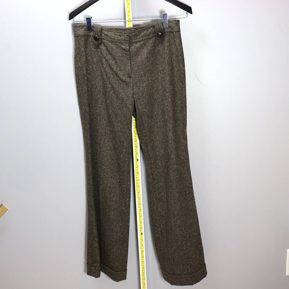 Ann Taylor Petite Wool Blend Trouser Pants Brown Size 6P Cuffed‎ Hem